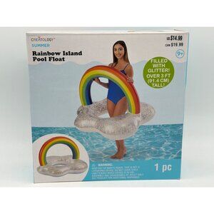 Creatology Rainbow Island Pool Float With Glitter 3+ Ft Tall Inflated Size 39"x4